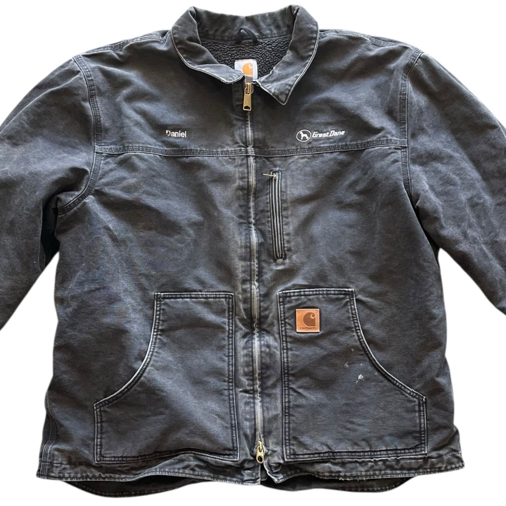 Vintage Carhartt Sandstone Ridge Sherpa Jacket Coat C61 BLK Faded Men’s Size 2XL